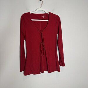 Year Of Ours Red Long Sleeve Bow Tie Front Shirt Size Medium